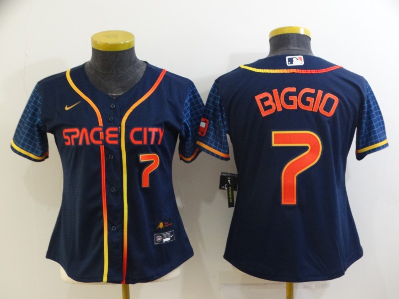 Women's Houston Astros #7 Craig Biggio 2022 Navy City Connect Stitched Jersey(Run Small) Women's Houston Astros #7 Craig Biggio 2022 Navy City Connect Stitched Jersey(Run Small)